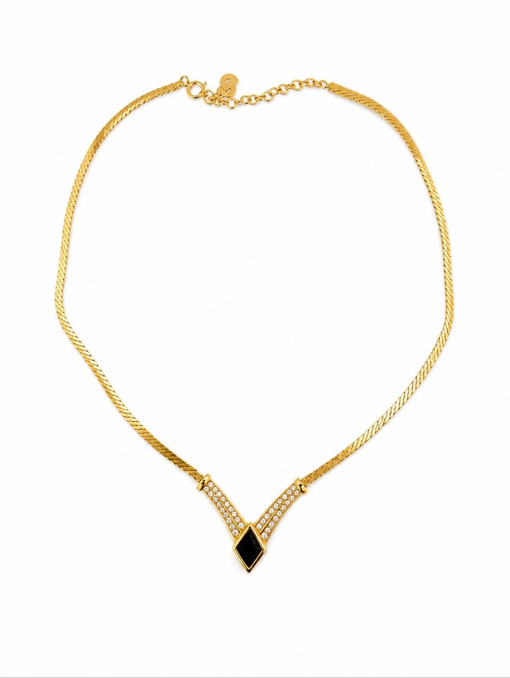 EUC Vintage Christian Dior Gold Tone And Black Statement Necklace